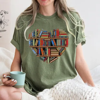 Pagewings Hearty Library Books Unisex Washed T-shirt