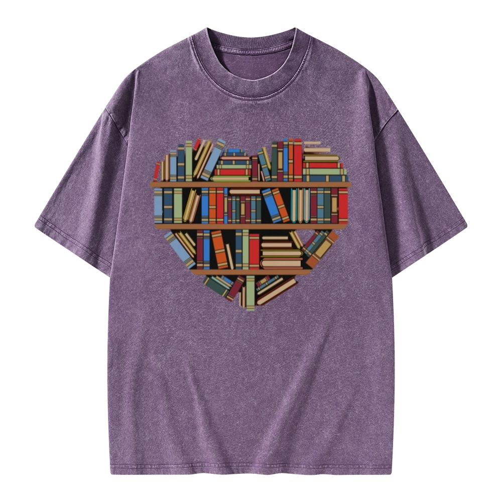 Pagewings Hearty Library Books Unisex Washed T-shirt