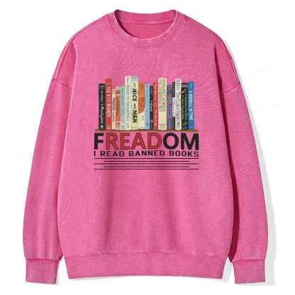 Pagewings Freadom I Read Banned Books Unisex Washed Sweatshirt