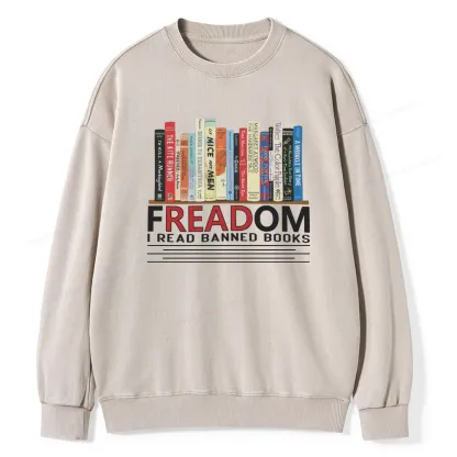 Pagewings Freadom I Read Banned Books Unisex Washed Sweatshirt