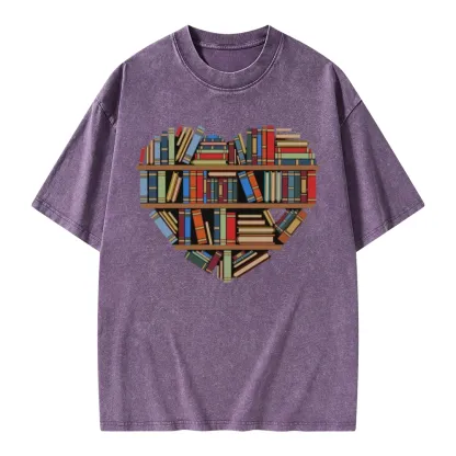 Pagewings Hearty Library Books Unisex Washed T-shirt