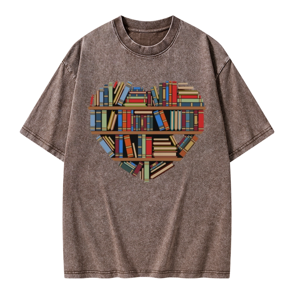 Pagewings Hearty Library Books Unisex Washed T-shirt