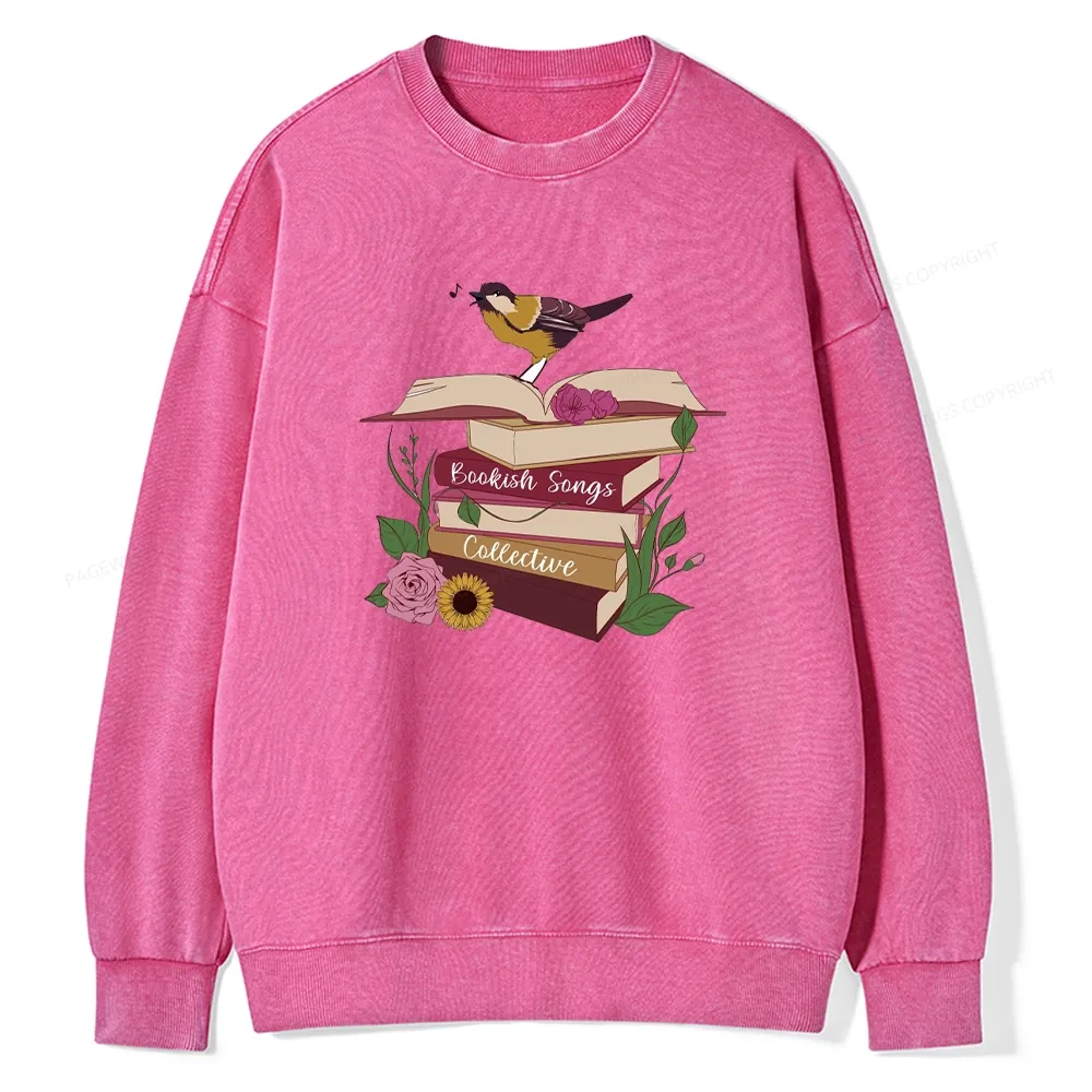Pagewings Bookish Songbird Unisex Washed Sweatshirt
