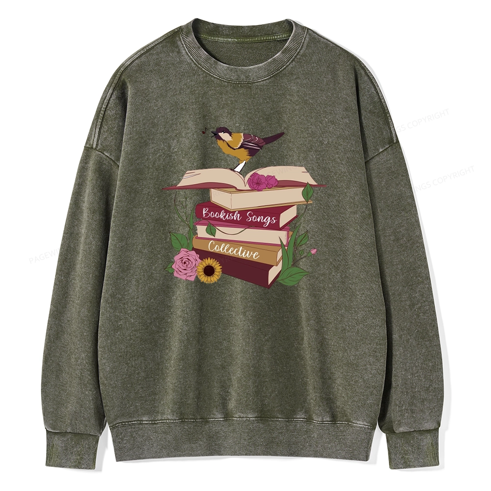 Pagewings Bookish Songbird Unisex Washed Sweatshirt