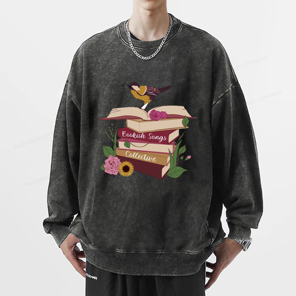 Pagewings Bookish Songbird Unisex Washed Sweatshirt