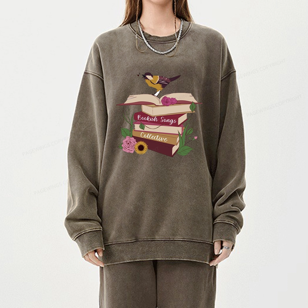 Pagewings Bookish Songbird Unisex Washed Sweatshirt