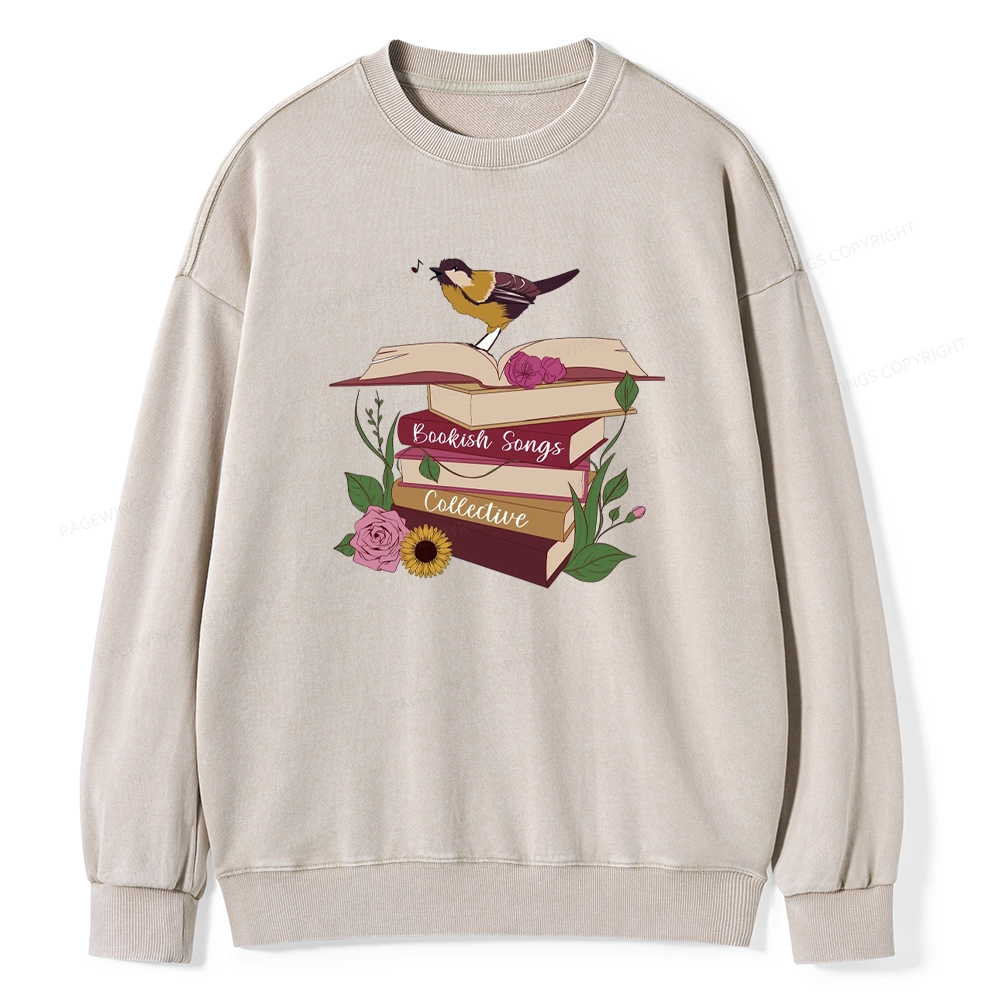 Pagewings Bookish Songbird Unisex Washed Sweatshirt