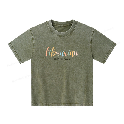 Pagewings Personalized Gift for Librarian Unisex Kids Washed T-shirt