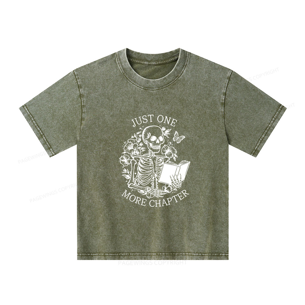 Pagewings One More Chapter Skeleton Unisex Kids Washed T-shirt
