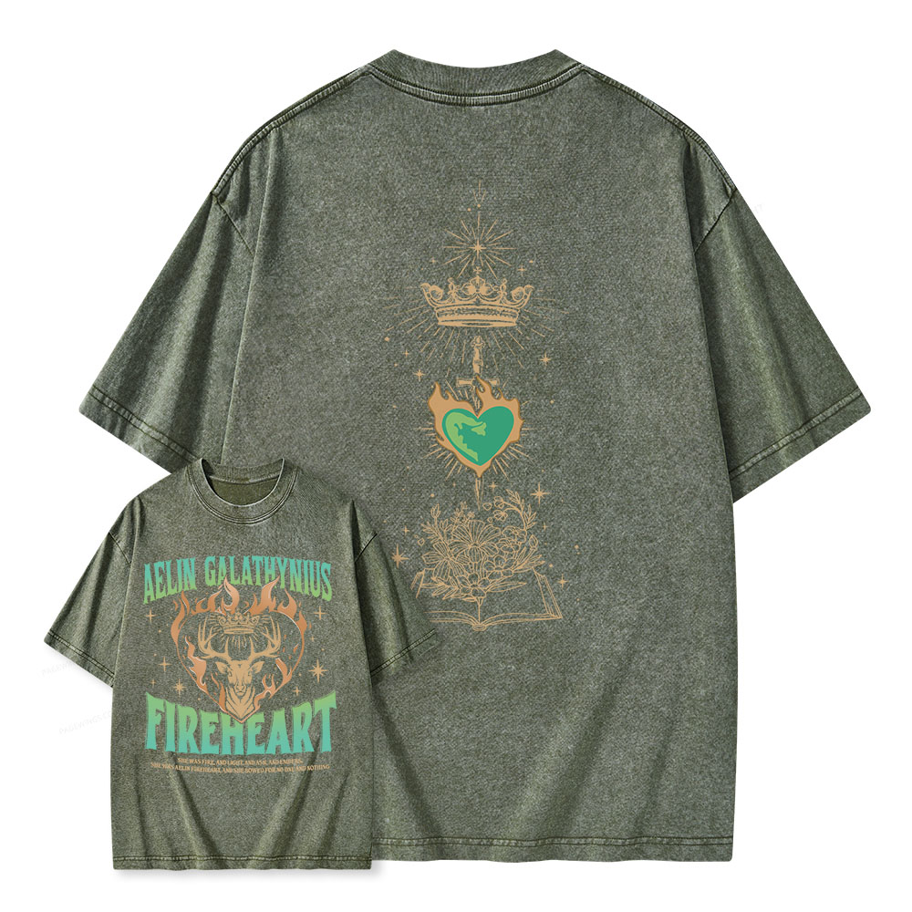 Pagewings Aelin Galathynius Fireheart Unisex Washed T-shirt