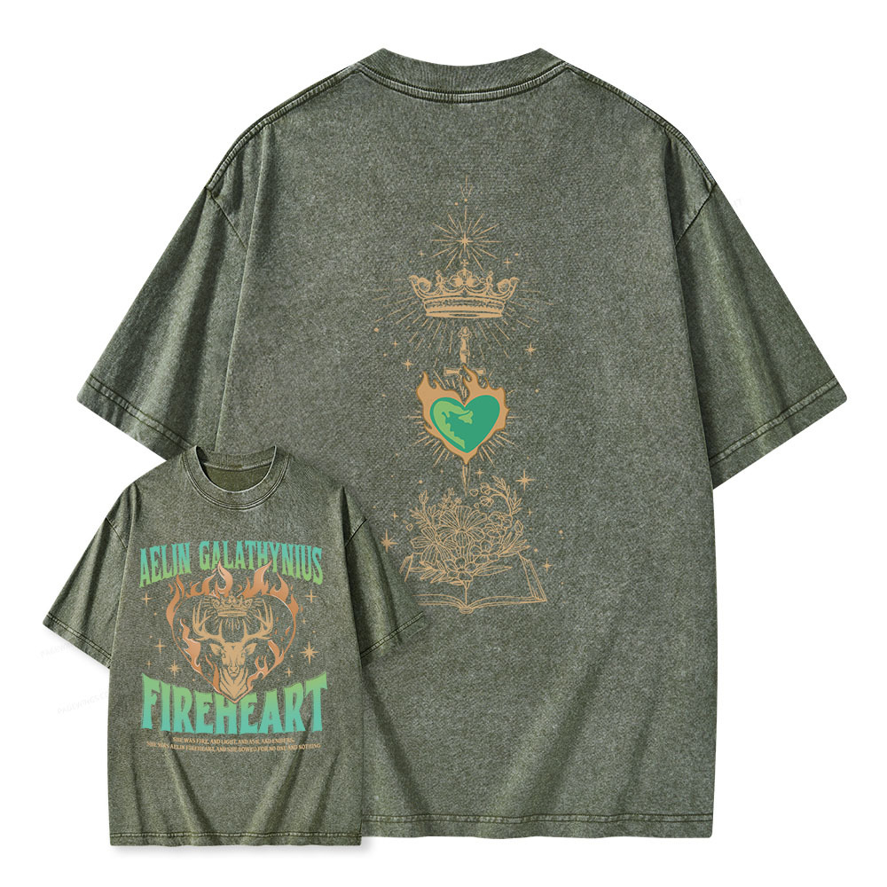 Pagewings Aelin Galathynius Fireheart Unisex Washed T-shirt