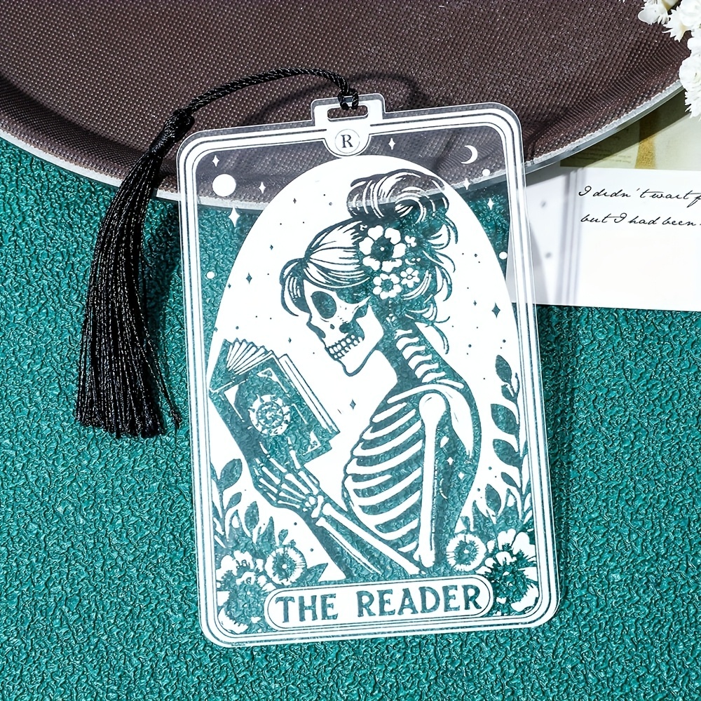 ]Pagewings The Reader Skeleton Tarot Card Acrylic Bookmark