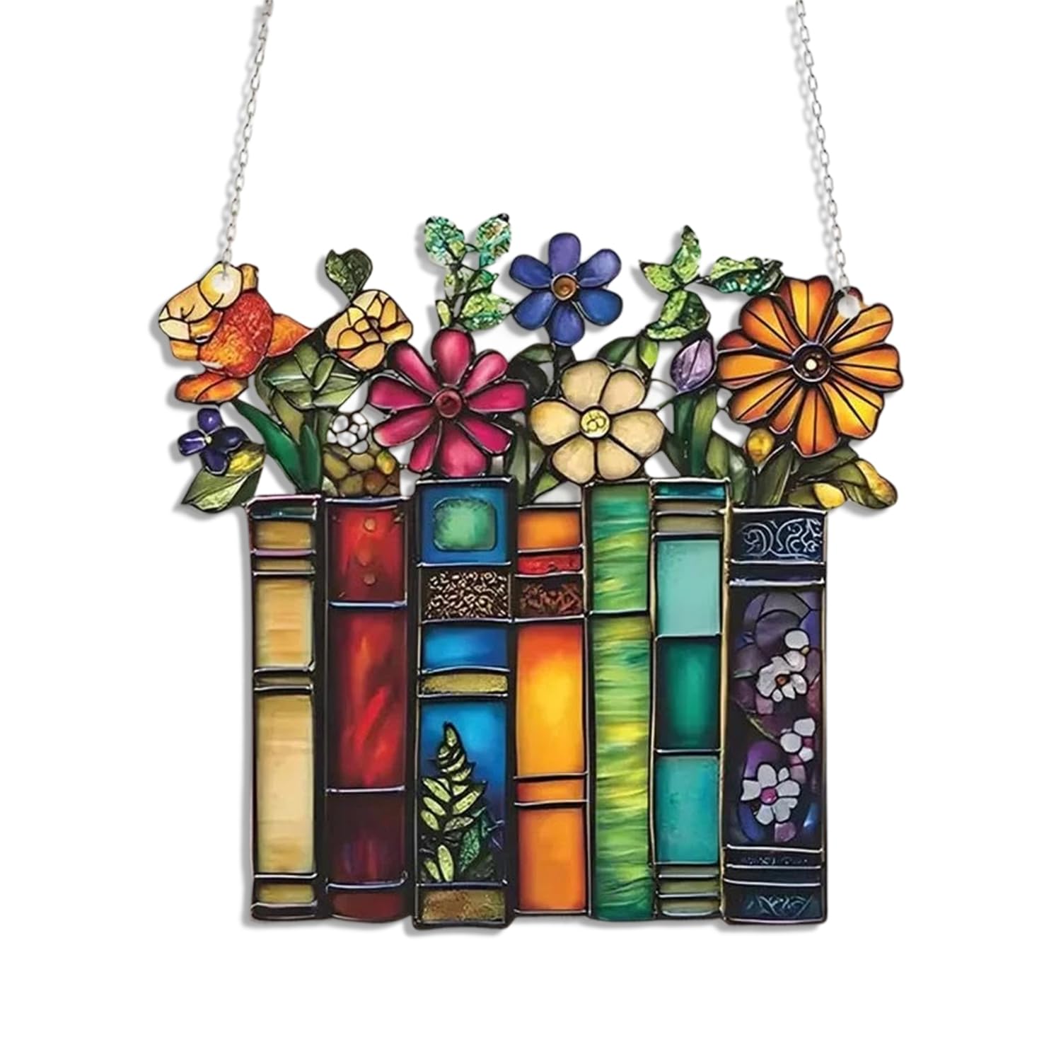 Pagewings Floral Bookish Window Hanging Christmas Ornament
