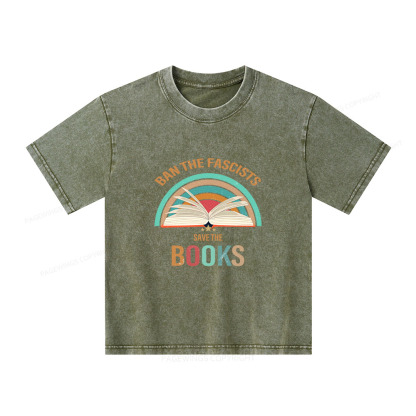 Pagewings Ban The Fascists Save The Books Unisex Kids Washed T-shirt