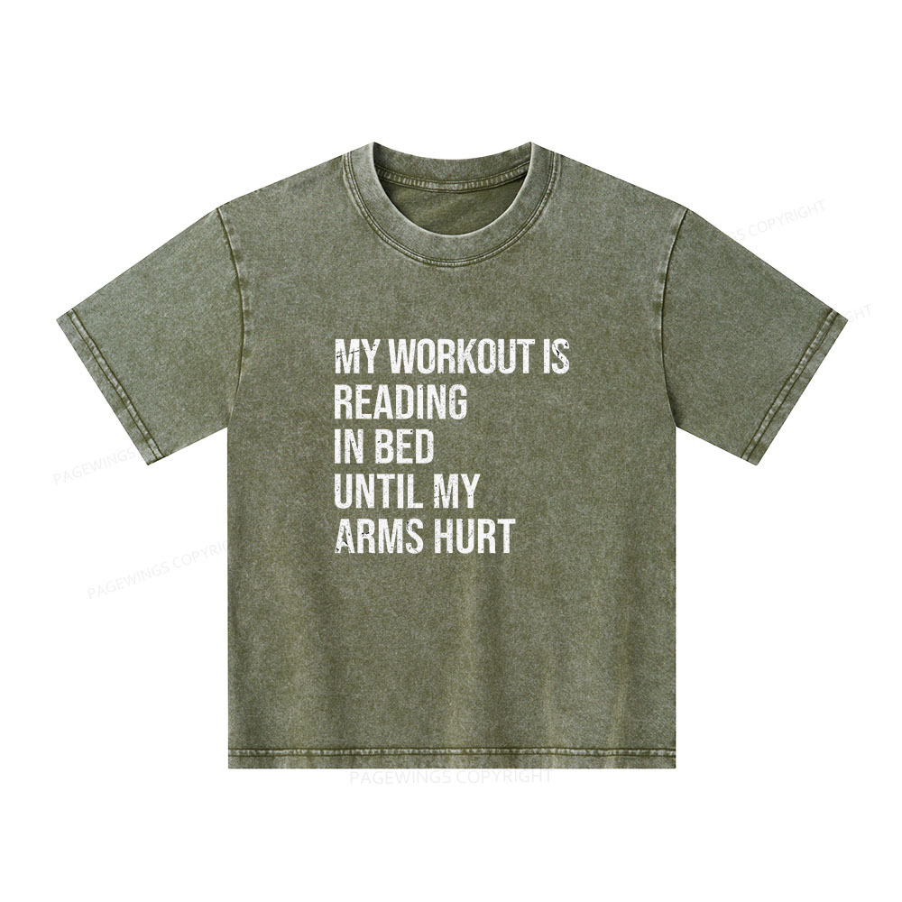 Pagewings My Workout Reading Unisex Kids Washed T-shirt