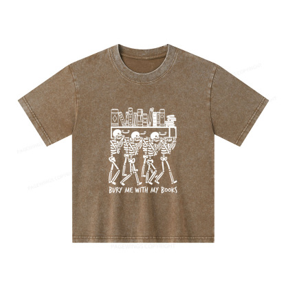 Pagewings Bury Me With My Books Unisex Kids Washed T-shirt