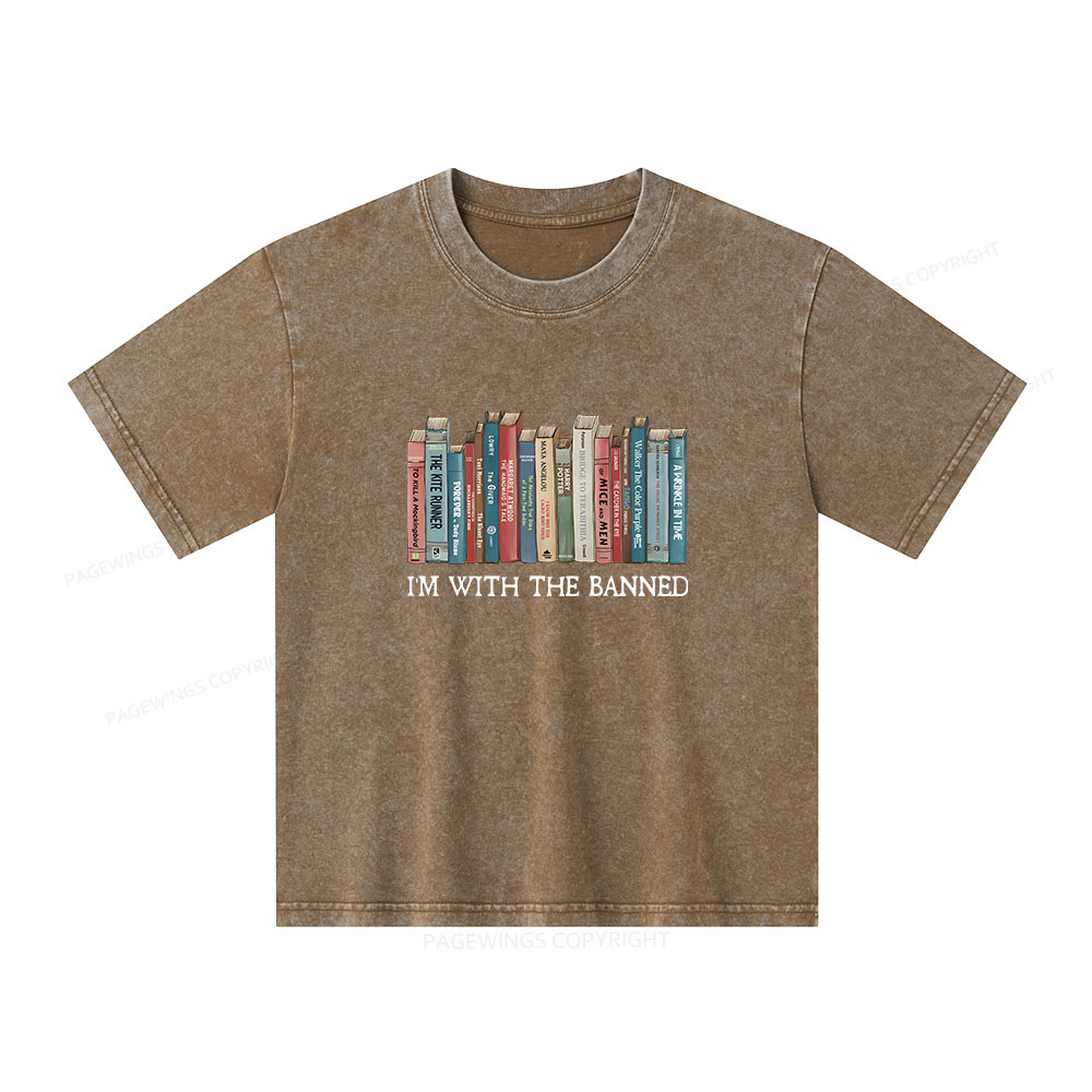Pagewings I'm With The Banned Unisex Kids Washed T-shirt