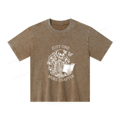 Pagewings One More Chapter Skeleton Unisex Kids Washed T-shirt