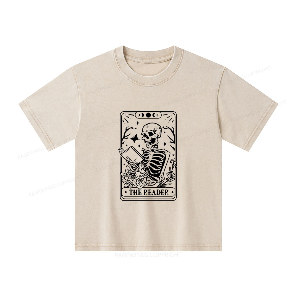 Pagewings Halloween The Reader Tarot Card Unisex Kids Washed T-shirt