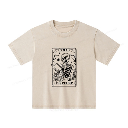 Pagewings Halloween The Reader Tarot Card Unisex Kids Washed T-shirt