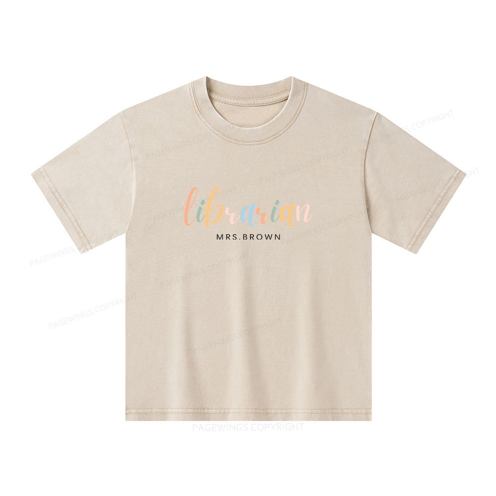 Pagewings Personalized Gift for Librarian Unisex Kids Washed T-shirt