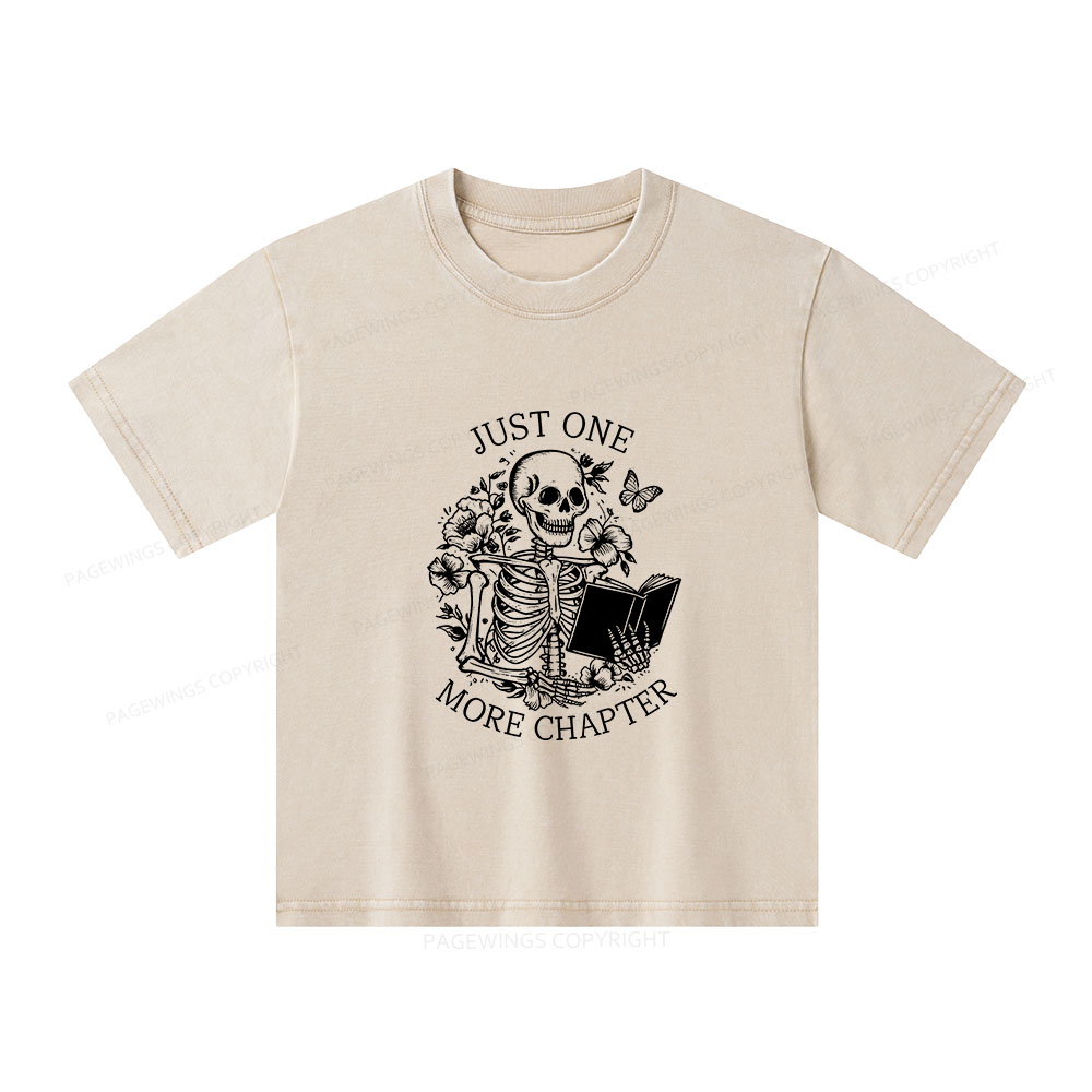 Pagewings One More Chapter Skeleton Unisex Kids Washed T-shirt