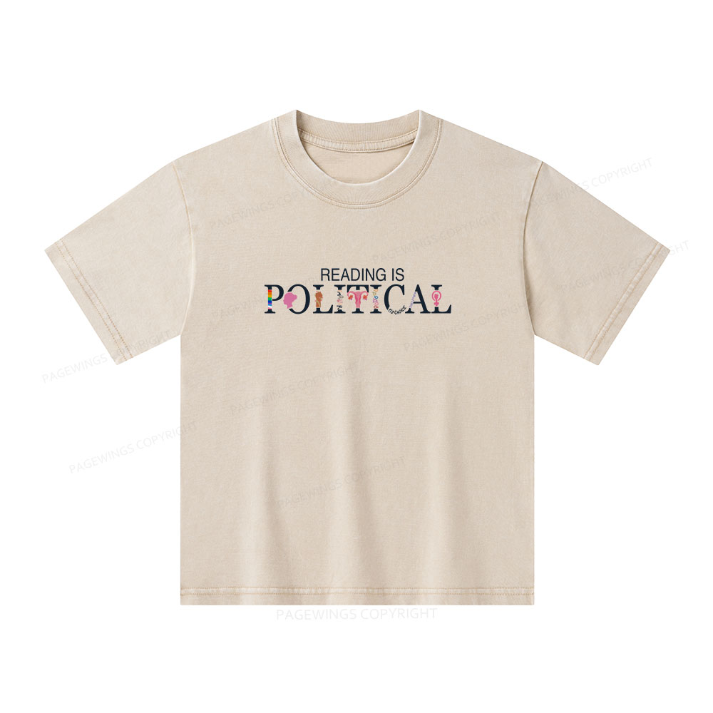 Pagewings Reading is Political Comfort Colors Fantasy Unisex Kids Washed T-shirt