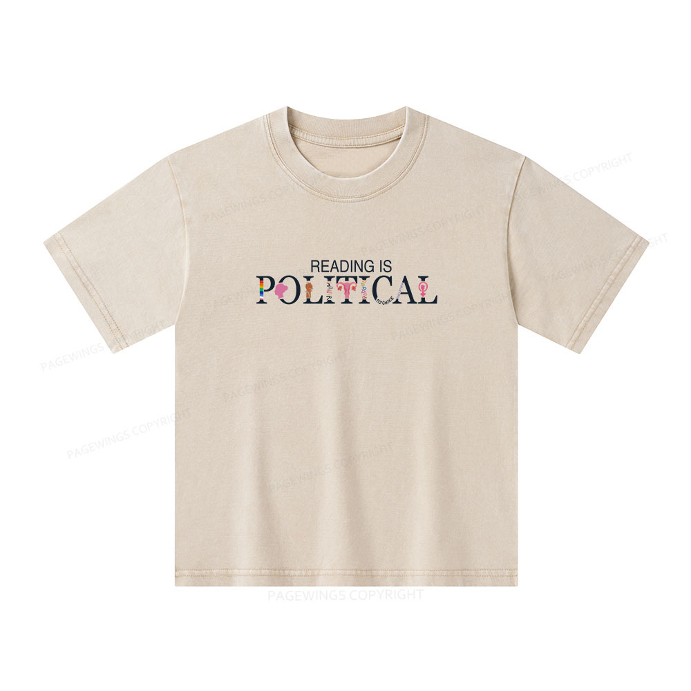 Pagewings Reading is Political Comfort Colors Fantasy Unisex Kids Washed T-shirt