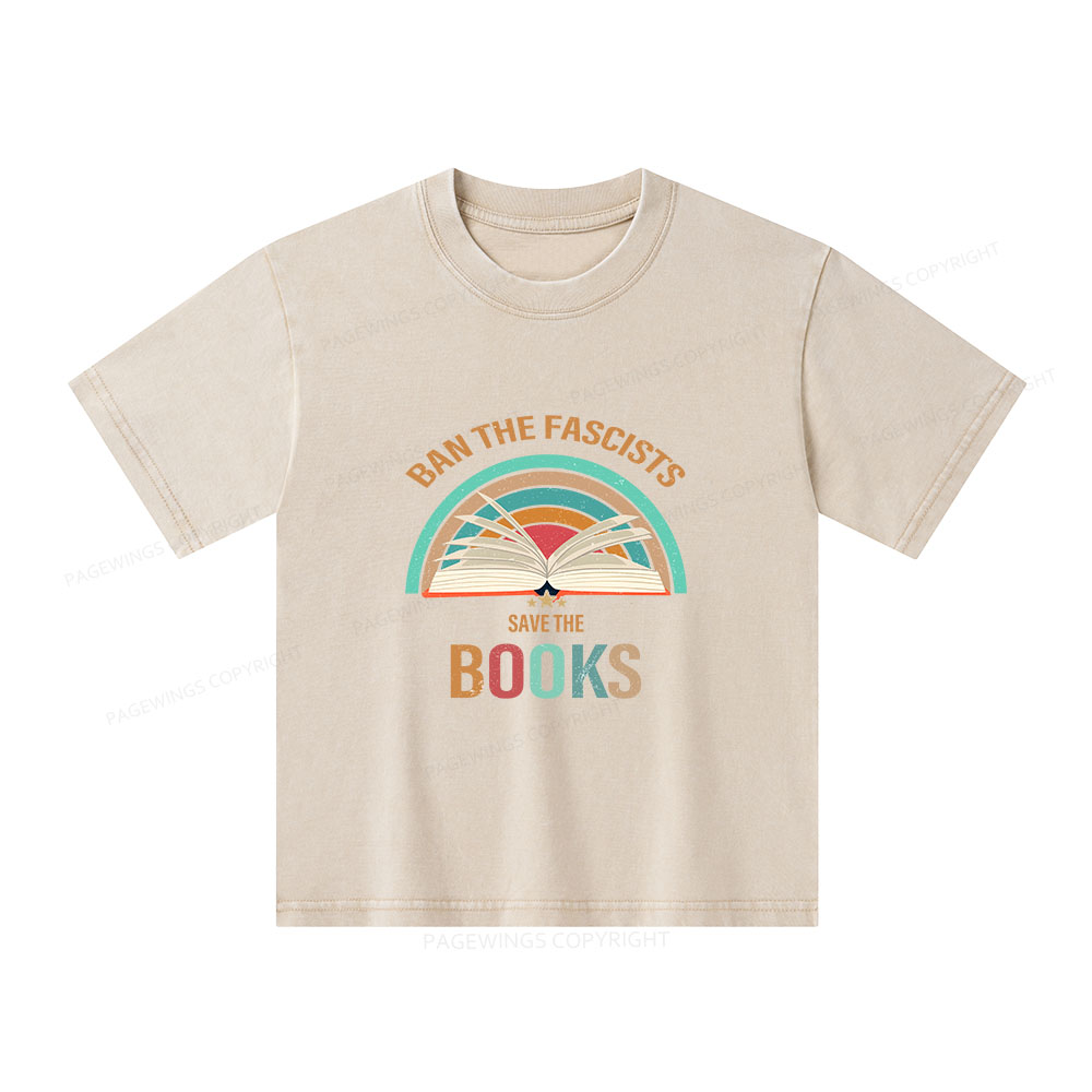 Pagewings Ban The Fascists Save The Books Unisex Kids Washed T-shirt