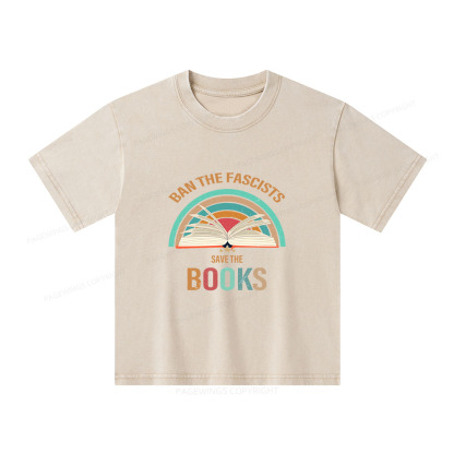 Pagewings Ban The Fascists Save The Books Unisex Kids Washed T-shirt