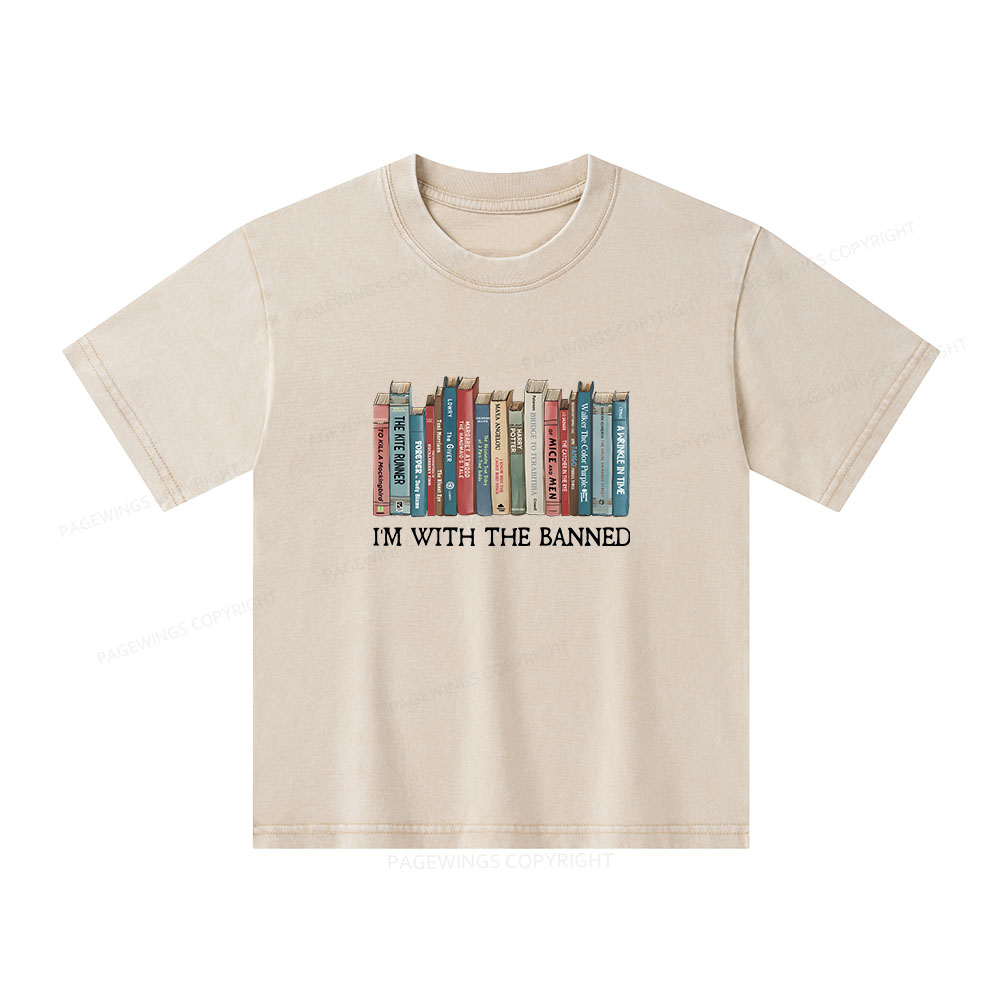 Pagewings I'm With The Banned Unisex Kids Washed T-shirt