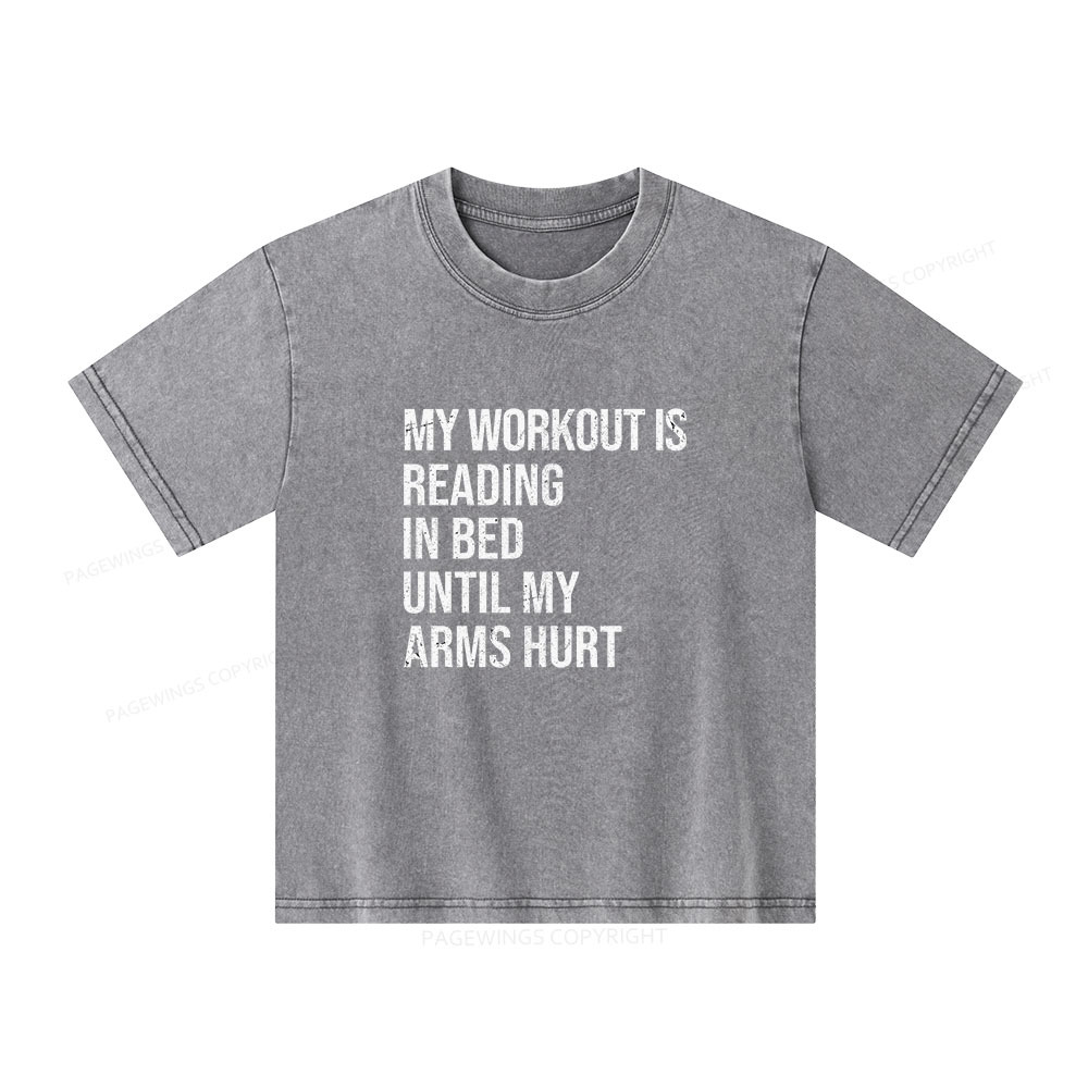 Pagewings My Workout Reading Unisex Kids Washed T-shirt