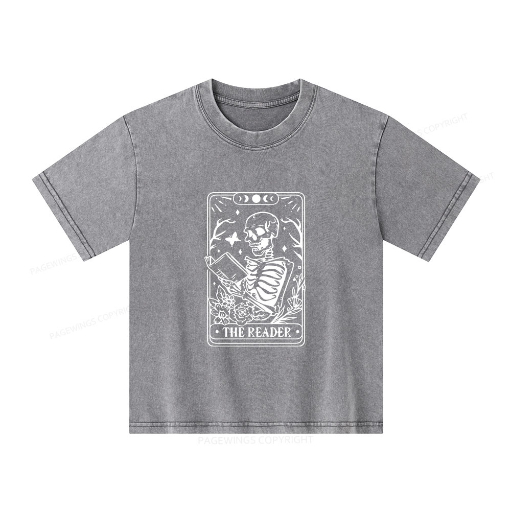 Pagewings Halloween The Reader Tarot Card Unisex Kids Washed T-shirt