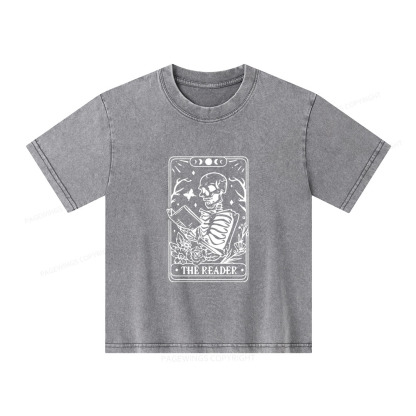 Pagewings Halloween The Reader Tarot Card Unisex Kids Washed T-shirt