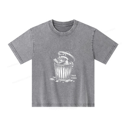 Pagewings Trash Reader Raccoon - Book Quote Unisex Kids Washed T-shirt
