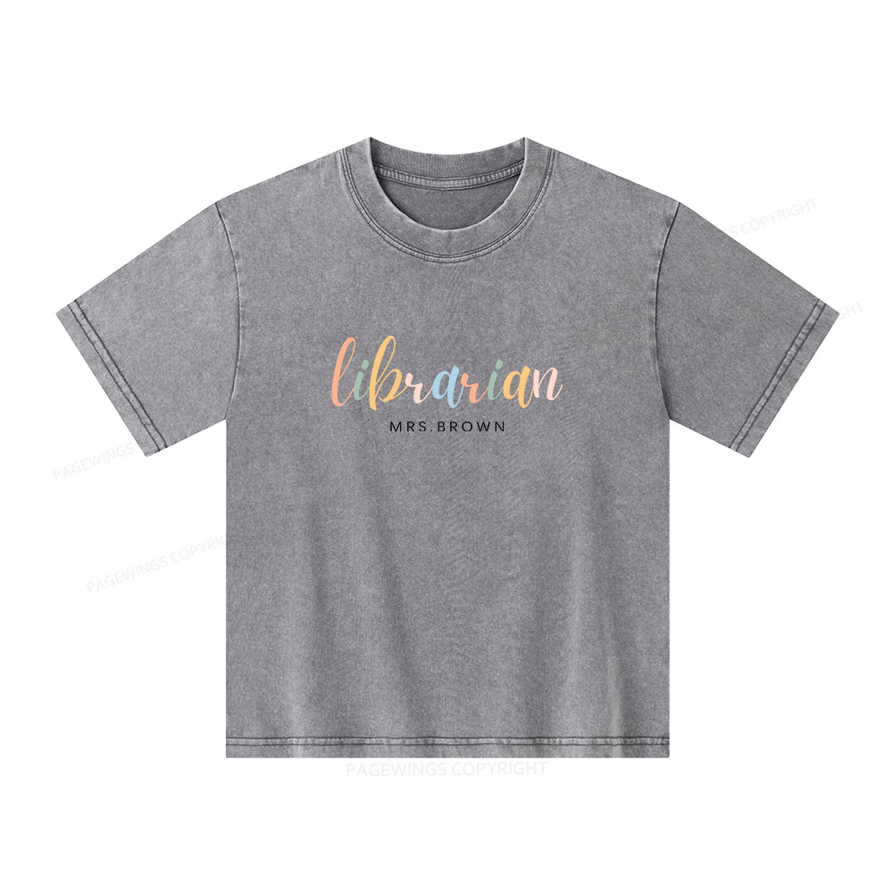 Pagewings Personalized Gift for Librarian Unisex Kids Washed T-shirt