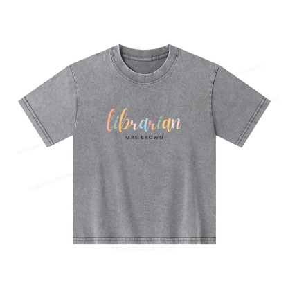 Pagewings Personalized Gift for Librarian Unisex Kids Washed T-shirt