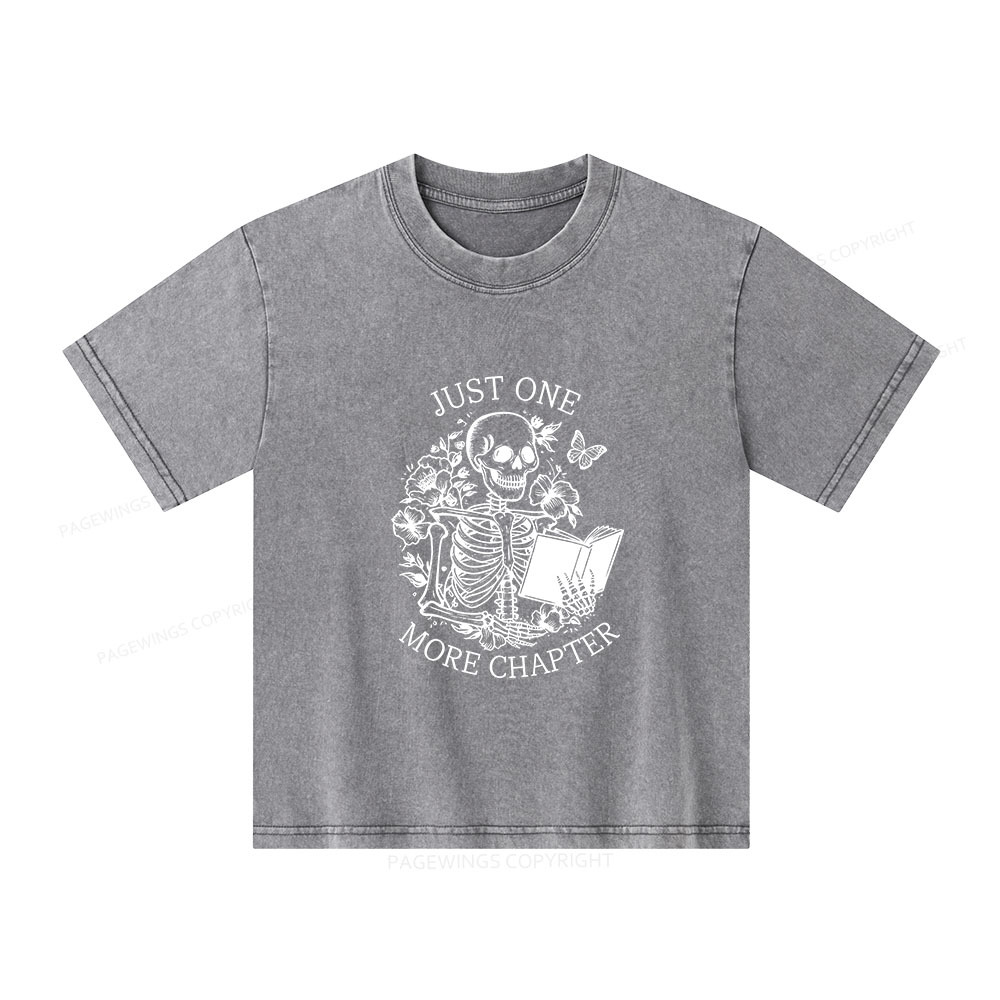 Pagewings One More Chapter Skeleton Unisex Kids Washed T-shirt