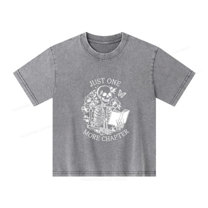 Pagewings One More Chapter Skeleton Unisex Kids Washed T-shirt