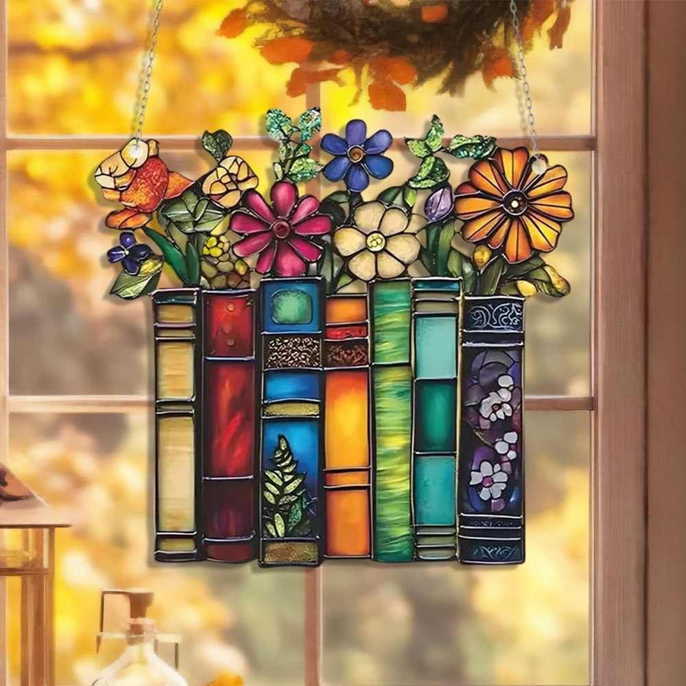 Pagewings Floral Bookish Window Hanging Christmas Ornament