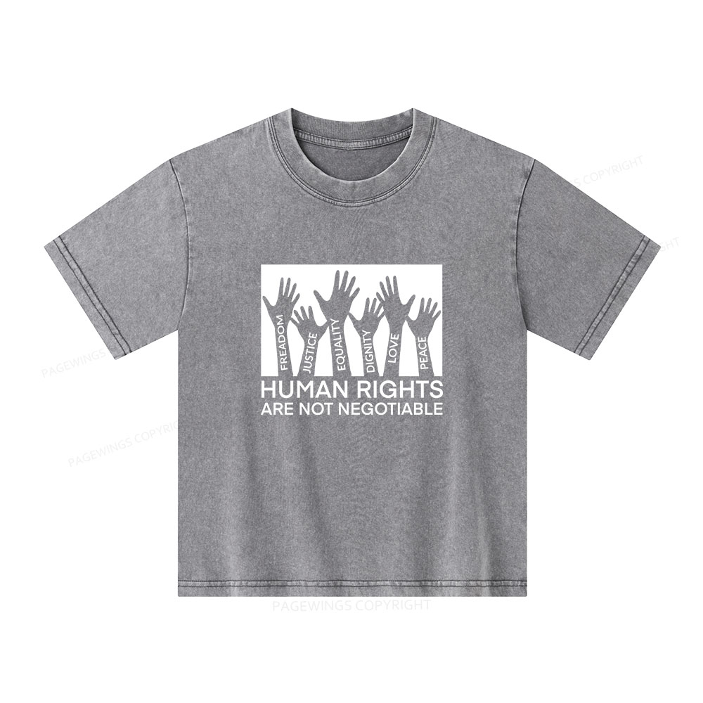 Pagewings Human Rights Are Not Negotiable Unisex Kids Washed T-shirt