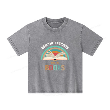 Pagewings Ban The Fascists Save The Books Unisex Kids Washed T-shirt