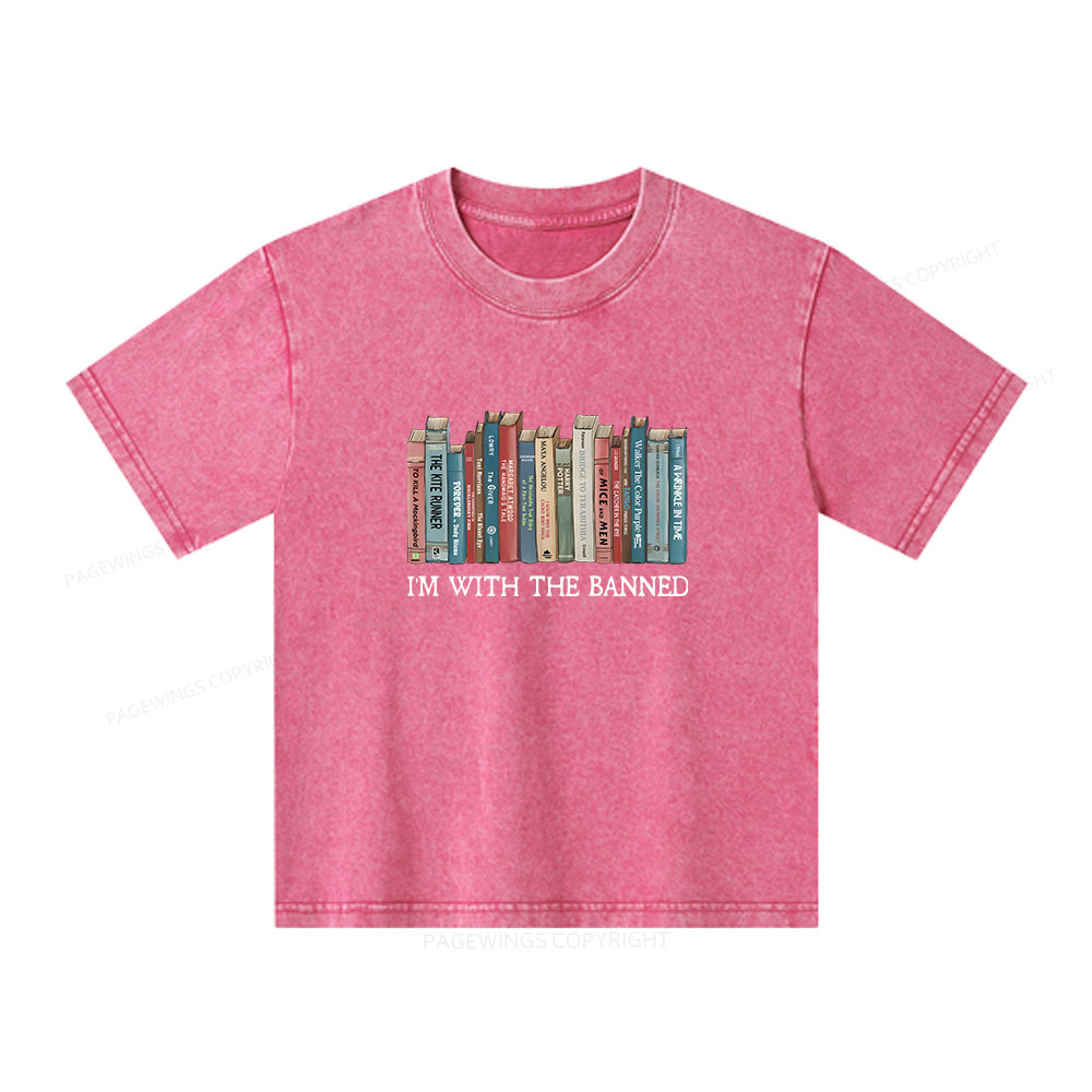 Pagewings I'm With The Banned Unisex Kids Washed T-shirt