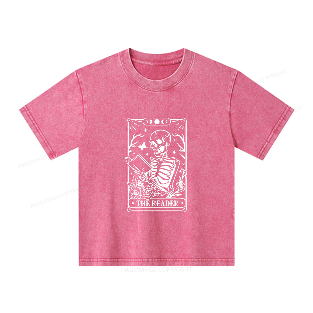 Pagewings Halloween The Reader Tarot Card Unisex Kids Washed T-shirt
