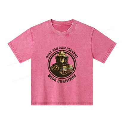 Pagewings Only You Can Prevent Book Burnings Unisex Kids Washed T-shirt