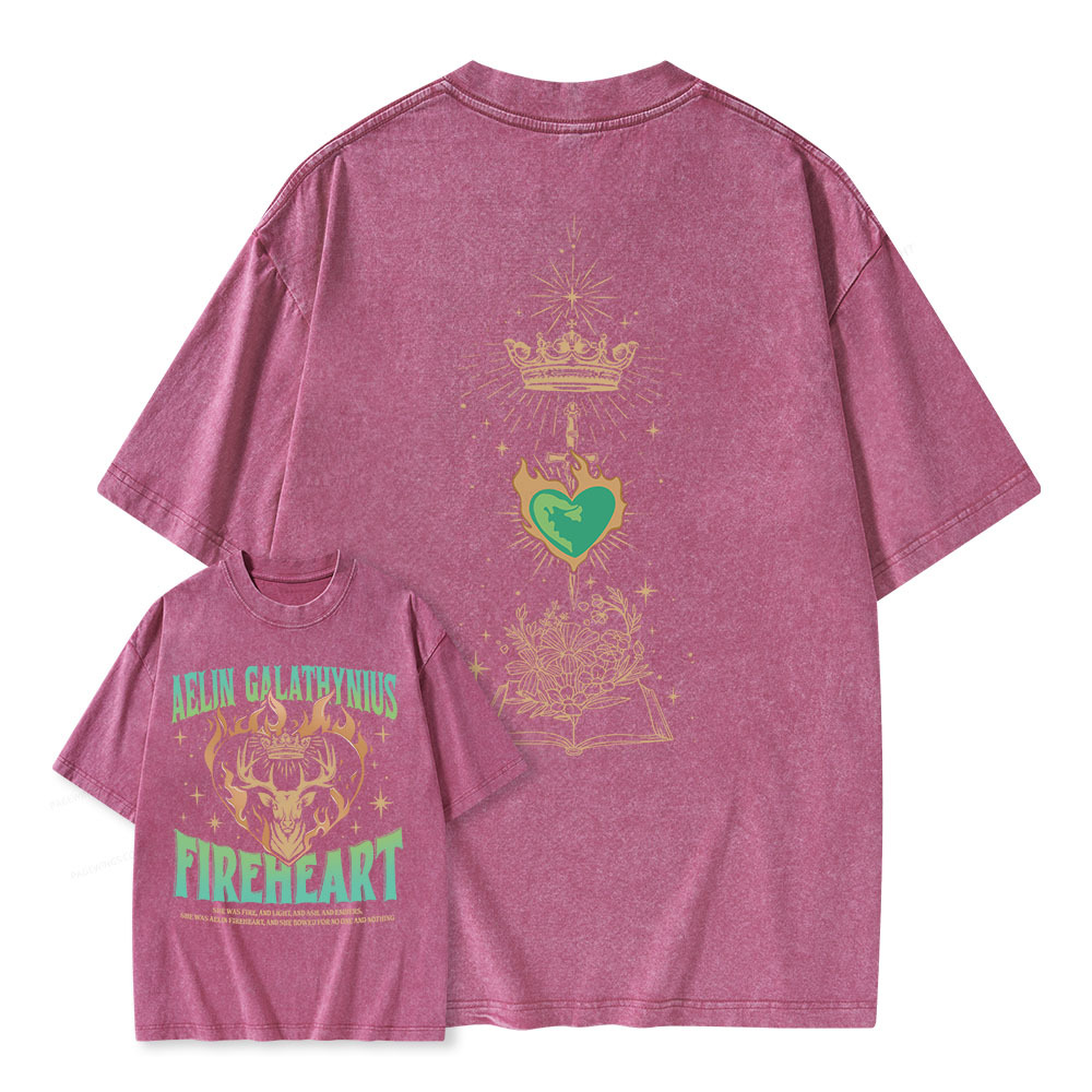 Pagewings Aelin Galathynius Fireheart Unisex Washed T-shirt