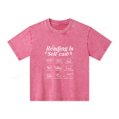Pagewings Reading Is Self Care Unisex Kids Washed T-shirt