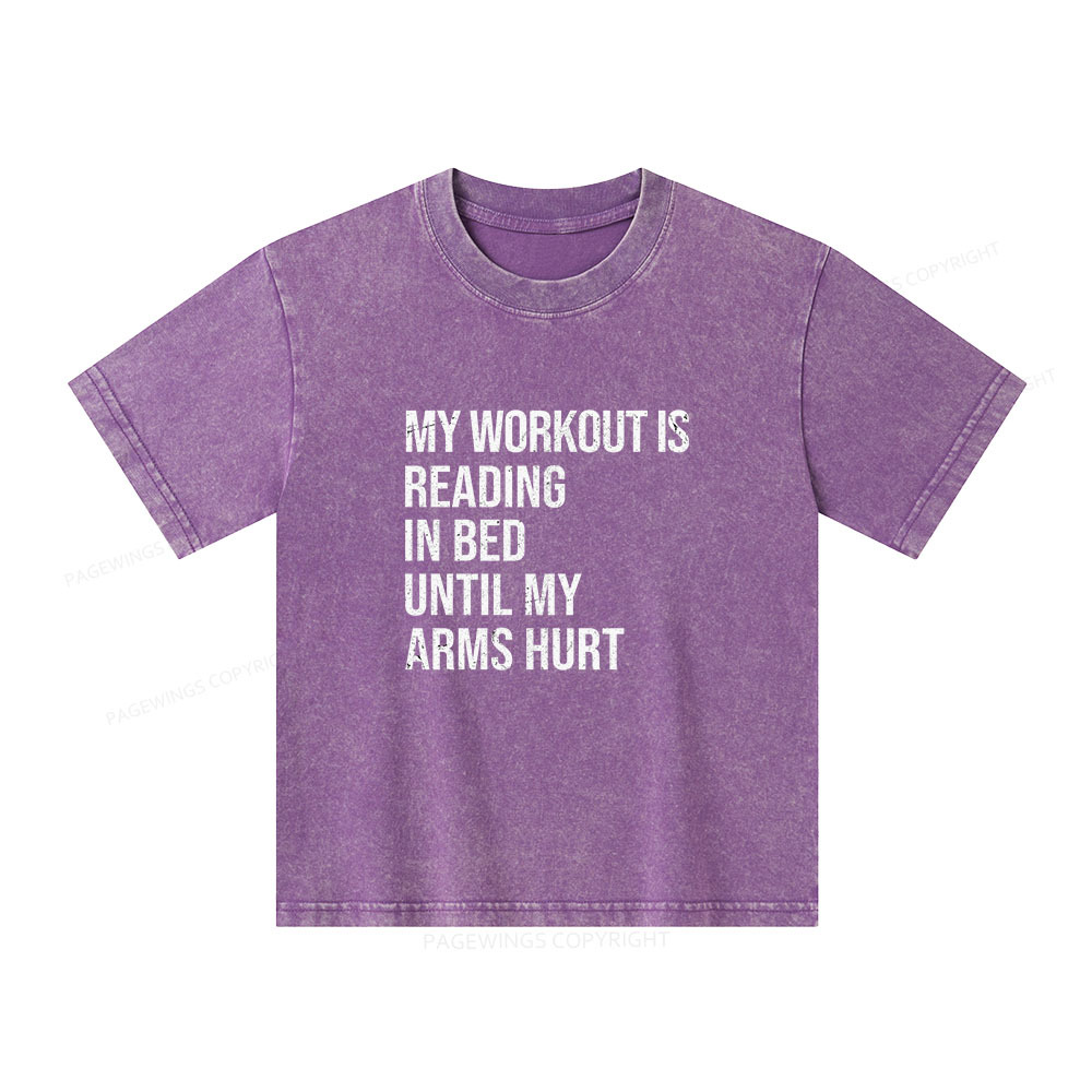 Pagewings My Workout Reading Unisex Kids Washed T-shirt