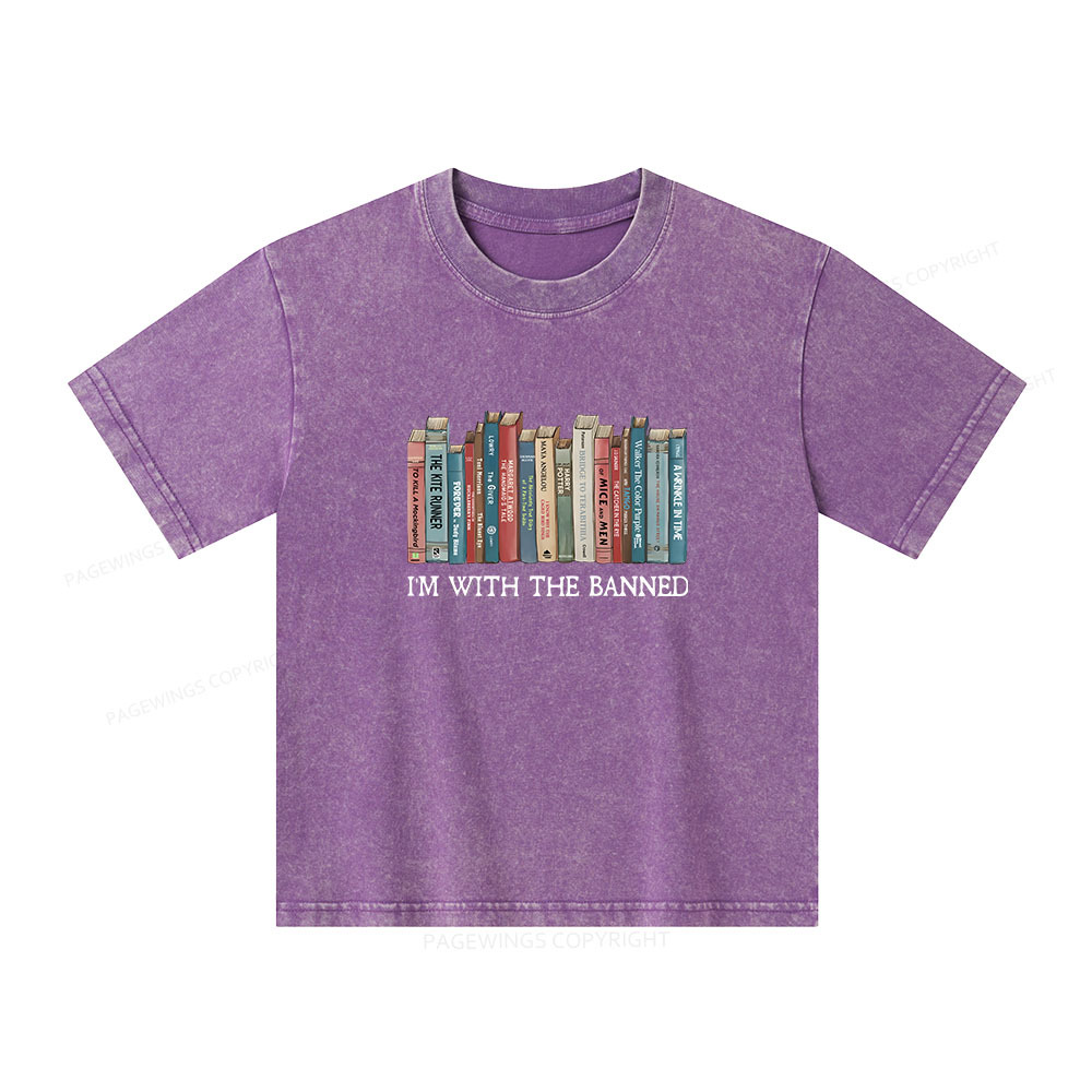 Pagewings I'm With The Banned Unisex Kids Washed T-shirt