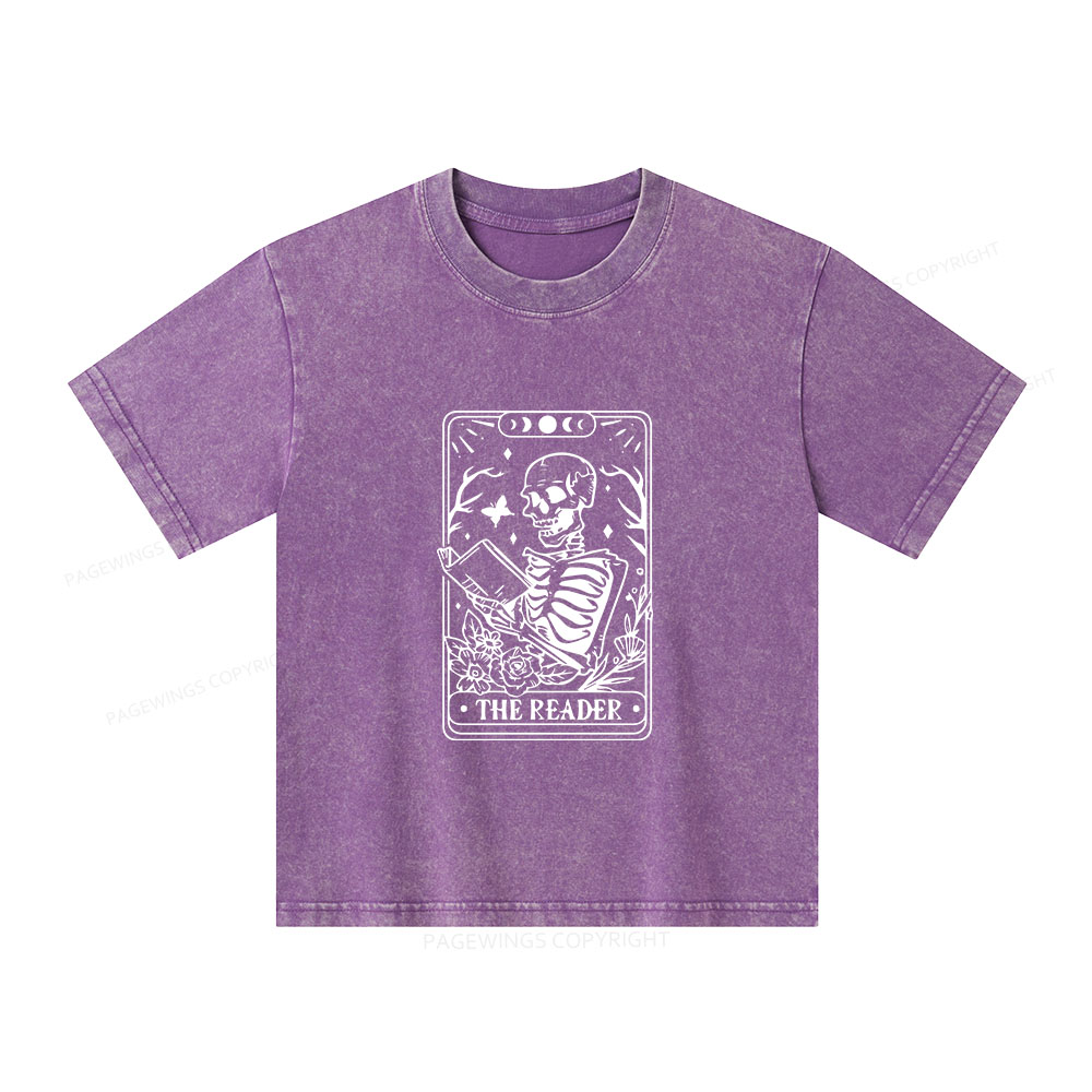 Pagewings Halloween The Reader Tarot Card Unisex Kids Washed T-shirt